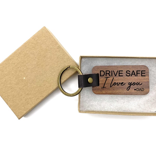 Drive safe I love you Love mom or dad heart Engraved Pendant Charm with Key chain Jewelry or Bags