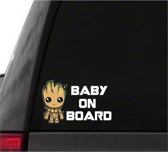 Baby On Board Cute Groot Car Truck Laptop Toolbox PET Decal Stickers 150mm*75mm 
