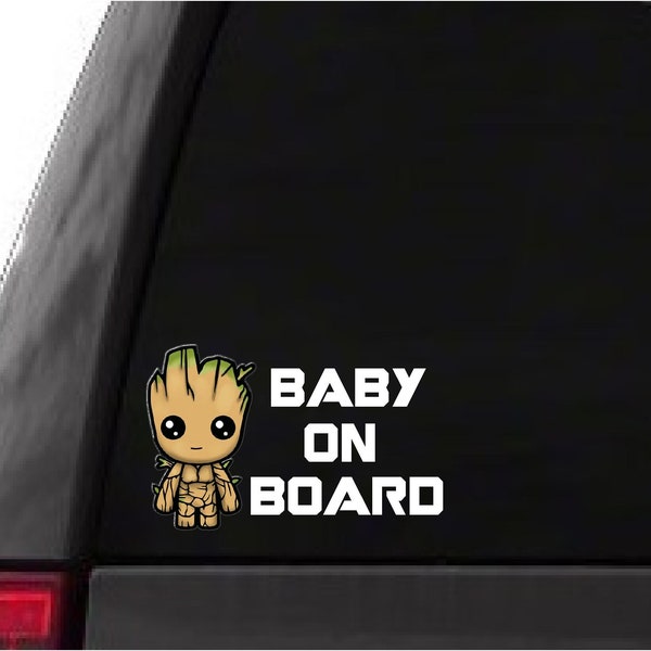 Baby on board groot funny car truck sticker cute bumper decal