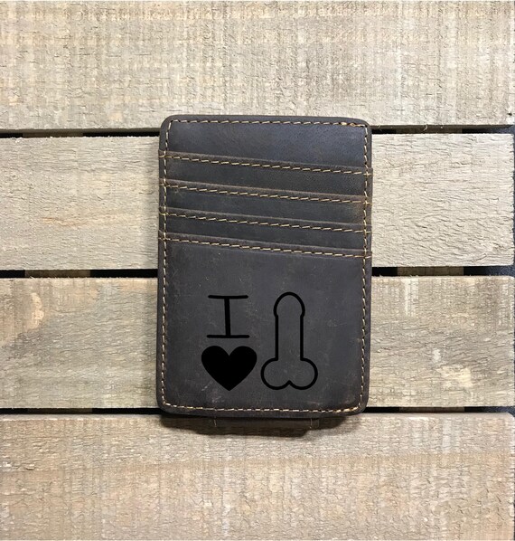 Personalizzato cuore I portafogli in pelle del pene con fermasoldi e RFID