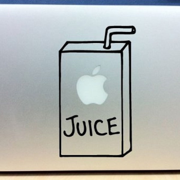 Macbook sticker decal - Apple juice box - funny car truck sticker cute puppy dog bumper sticker decal