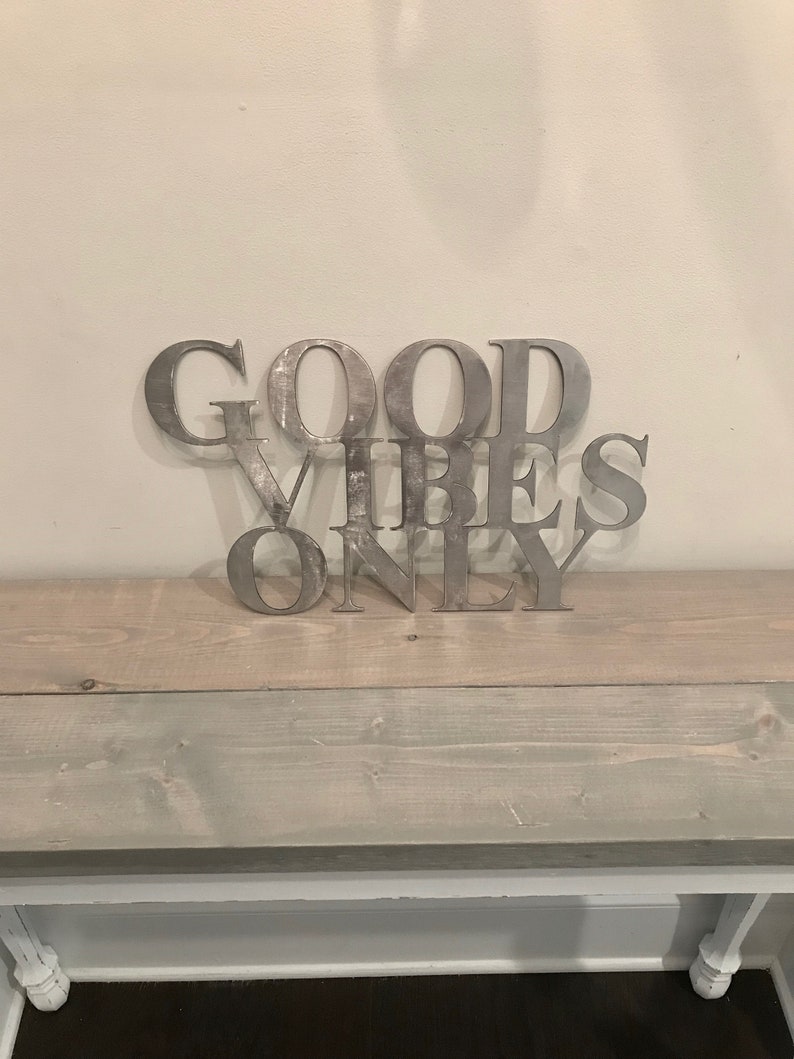 Metal Good Vibes Only Second Design Medium Sign Script for Etsy