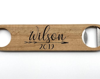Custom laser engraved Wood Beer Bottle Opener Wooden groomsmen wedding gift