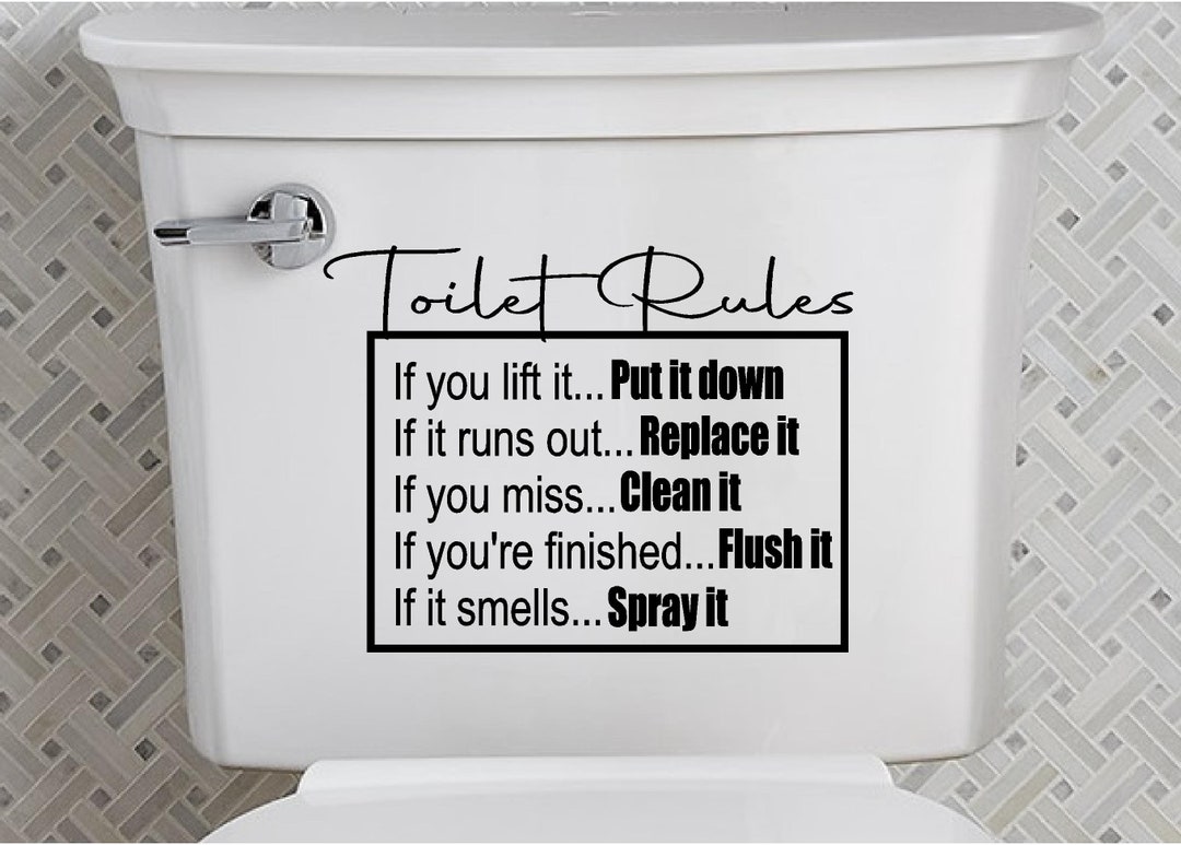 Toilet Rules Funny Bathroom Powder Room Sticker Decal Decorations Wall