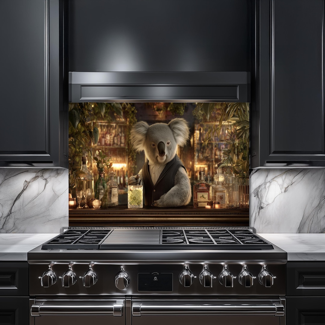 Koala Bartender Kitchen Backsplash - Funny Animal Glass Splashback ...