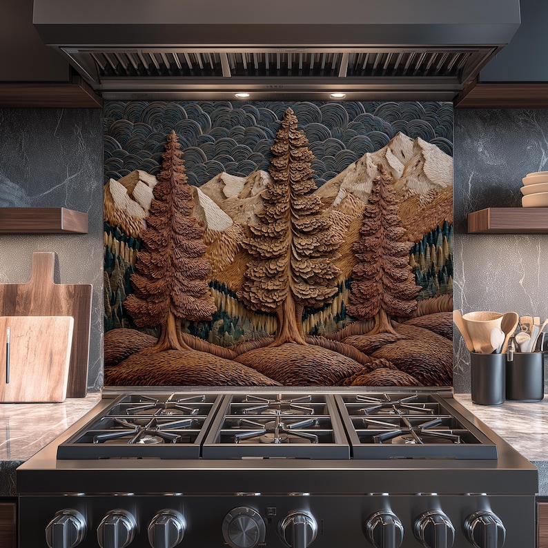 Rustikaler Kiefernwald Glas Aufkantung: Mountain Cottage Küchen Dekor Bild 1