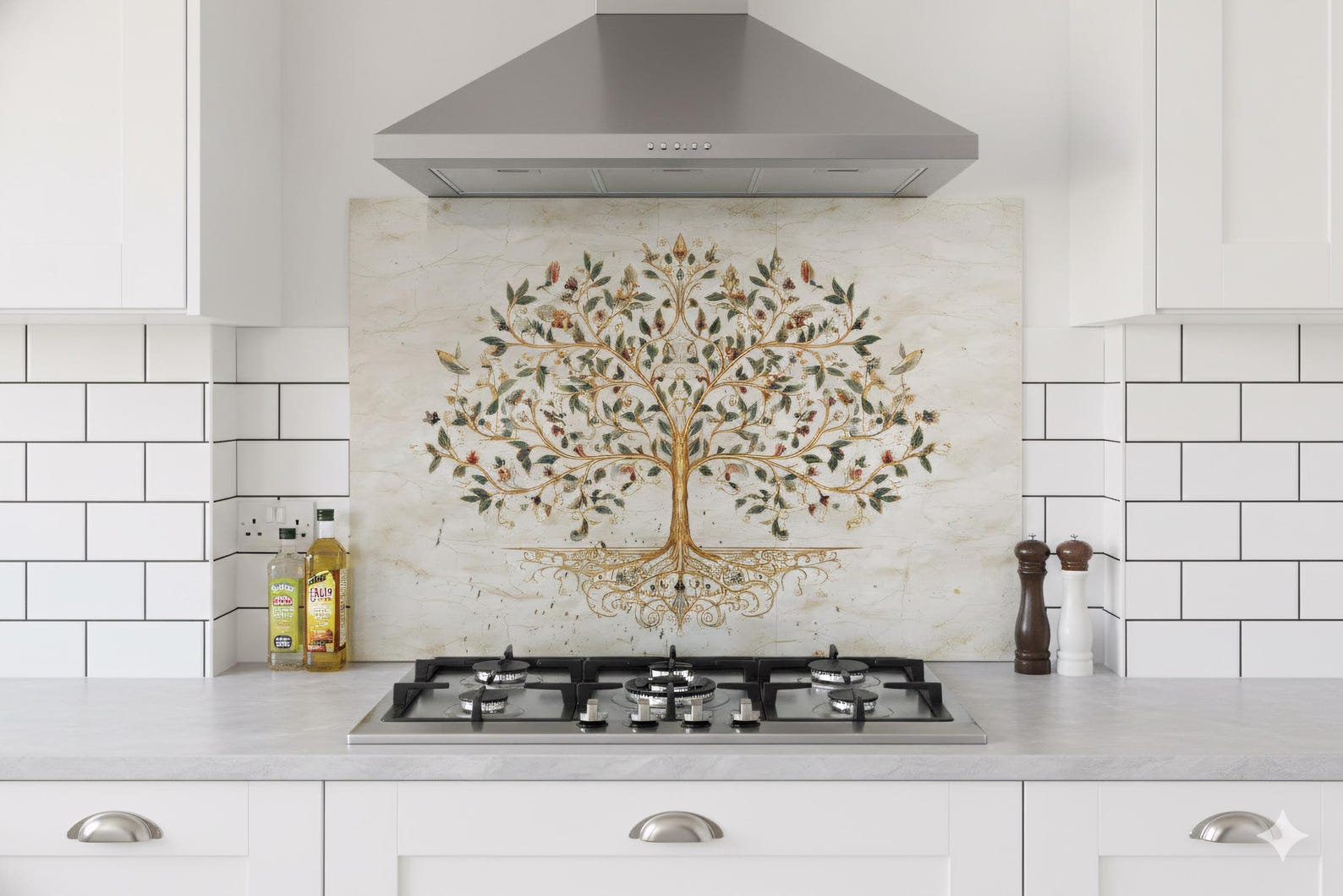 Tree of Life Tempered Glass Backsplash, Kitchen Stove Splashback ...