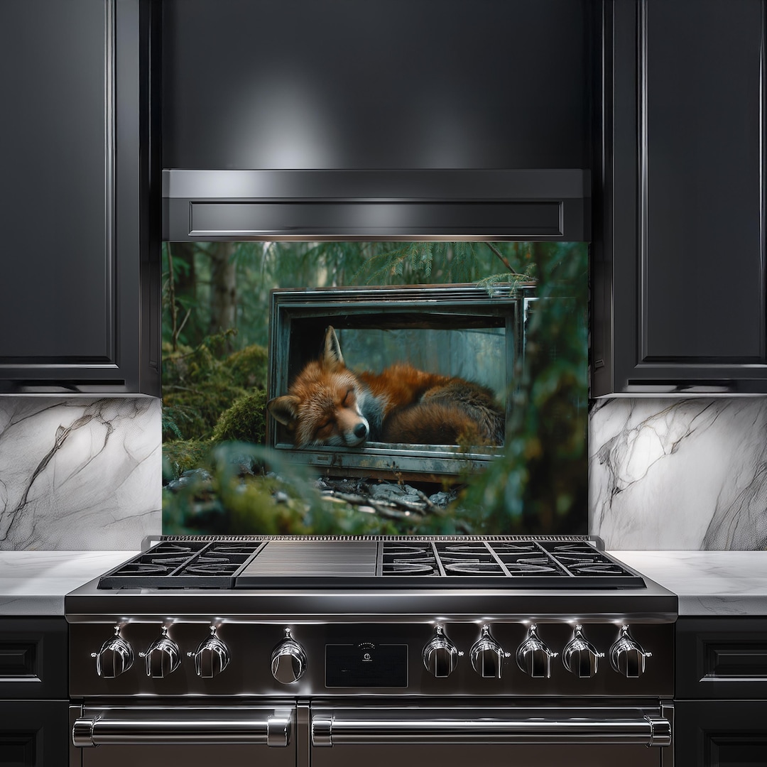 Sleeping Fox Glass Backsplash - Nature Reclaims Tech Design - Forest ...