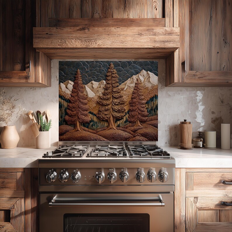 Rustikaler Kiefernwald Glas Aufkantung: Mountain Cottage Küchen Dekor Bild 8