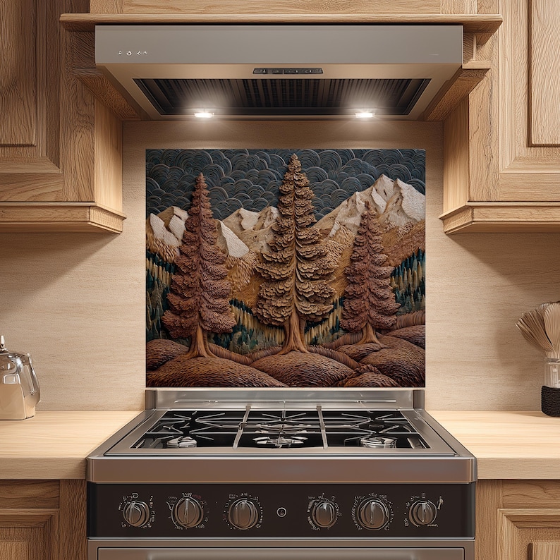 Rustikaler Kiefernwald Glas Aufkantung: Mountain Cottage Küchen Dekor Bild 2