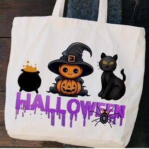 Cute Halloween Cat Trio SVG PNG DXF – Witch Hat Pumpkin Cat & Cauldron Digital Download for Cricut, Silhouette, Sublimation and More