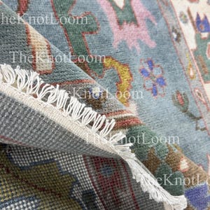 Handmade Oushak Wool Rug: 8x10 Turkish Floral Carpet