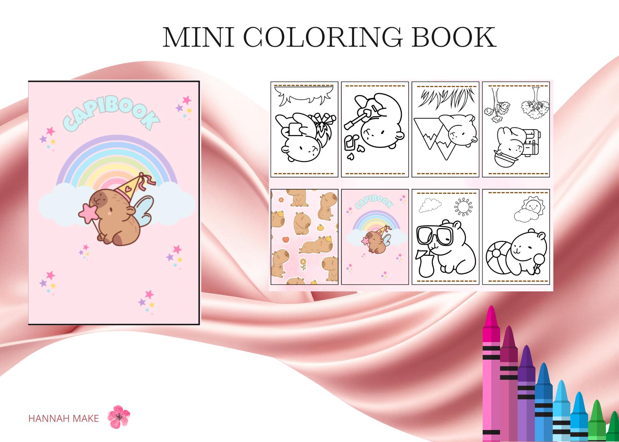 Mini Capybara Coloring Book | Digital Printable for Kids | Creative ...