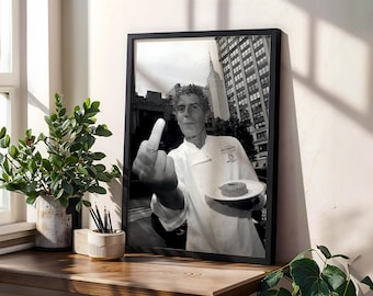 Anthony Bourdain Digital Print, Black & White Celebrity Photography, Travel Art, Vintage Pop Culture Poster, Iconic Kitchen Home Decor