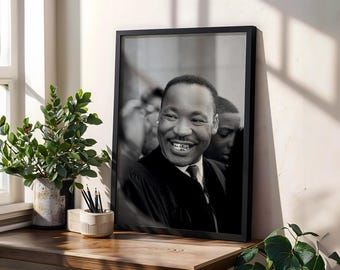 Martin Luther King Jr Digital Print, Black and White Themed, Modern Expression Photo, Black History Home Decor, Iconic Civil Rights Portrait