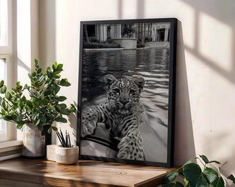 Luxury Leopard Print, Vintage Leopard Poster, Black & White Luxury Print, Exotic Animal Wall Art, Luxury Home Decor, Fashion Inspired Poster