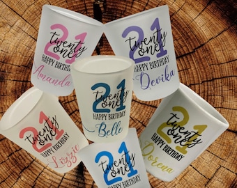 Personalized Milestone Birthday Shot Glasses | Custom Party Favors, Keepsake Gifts