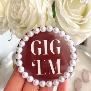 Custom College Gameday Button Pins With Pearls , Texas A&M , Tennessee, LSU, Alabama, Ole Miss, Baylor,  Etc. College Accessories *Custom*