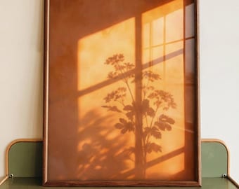 Terracotta Botanical Wall Art, Golden Hour Print, Minimalist Plant Nature Decor (Digital Download)