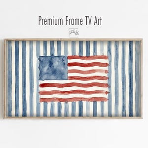 Marco de bandera en acuarela para TV, decoración patriótica, temática americana (digital)