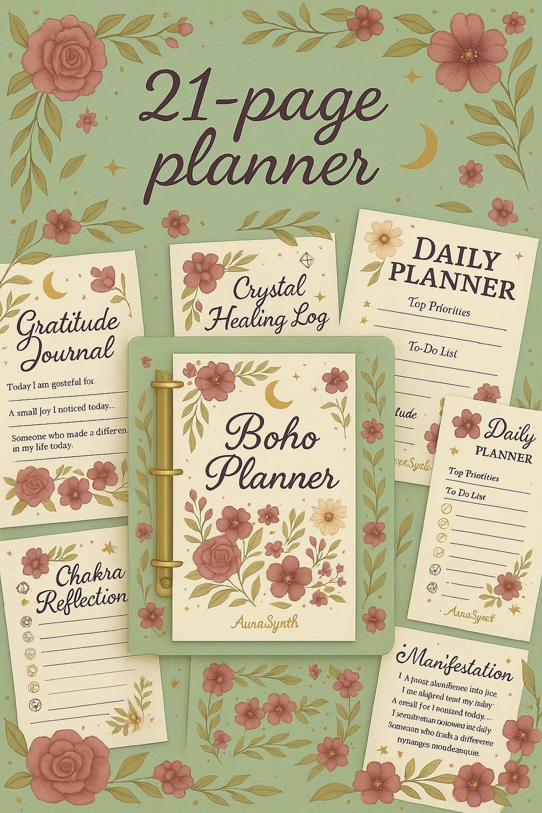 21-page Boho Spiritual Printable Planner | Cosmic & Intentional ...