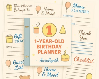 1st Birthday Party Planner: 15- Page Printable Organizer, Guest List, Keepsake (PDF) Matching Invitation Available
