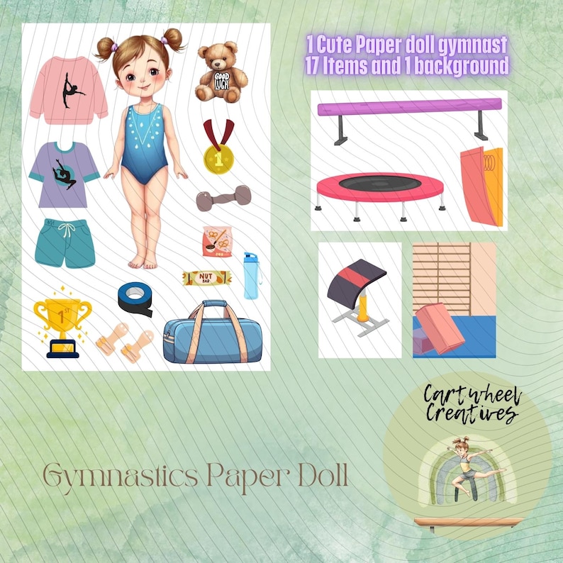 Gymnastics Routine Paper Gymnast Paper Doll – Printable Gymnastics Accessories (digital Download ...