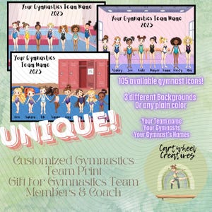 Unique Custom Gymnastics Team Print - Personalize your Gymnasts, names, team name, and background - Unique Gymnastics gift!