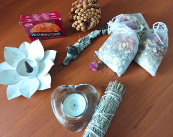 Ritual Mini Trio Add On Bath Tea Smudge Candle Incense Reiki Gift Set