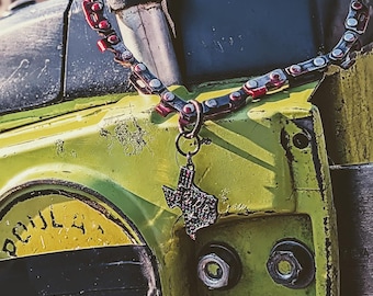 Horror spooky Halloween jewelry. Texas chainsaw massacre themed necklace.
