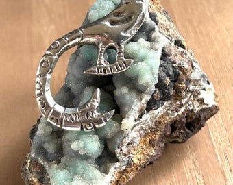 Vintage Navajo OLD Sand Cast Sterling Silver Turquoise Eye Peacock Bird Pin