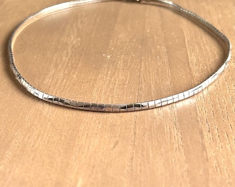 Sterling Silver Stamped Cobra Snake Italy Omega Chain 16” Necklace