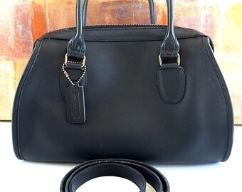 Vintage RARE Coach BROADWAY Speedy Doctor Satchel 9891 Dark Navy Blue Black Leather Handbag Pre 94