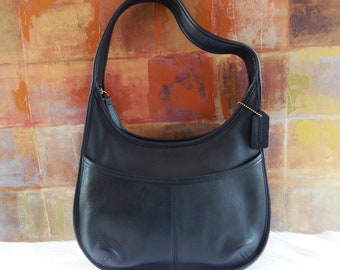 EXC Rare Vintage COACH Ergo Top Zip Front Pocket Black Shoulder Handbag 9033