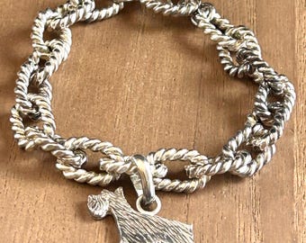 Lisa Greene Fine ARF Schnauzer Dog Heavy Sterling Silver Link Bracelet 43.6gr