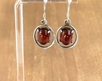 Vintage Baltic Cognac Amber Earrings Sterling Silver Wire