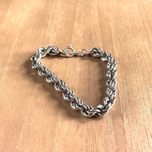 Vintage MILOR ITALY Twisted Rope Sterling Silver Link Chain Bracelet 8 image 2