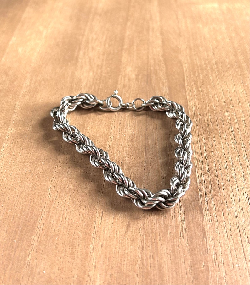 Vintage MILOR ITALY Twisted Rope Sterling Silver Link Chain Bracelet 8 image 2