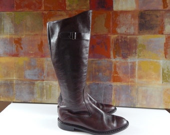 EXC Vintage EDDIE BAUER Italy Brown Leather Knee High Boots 6.5 M