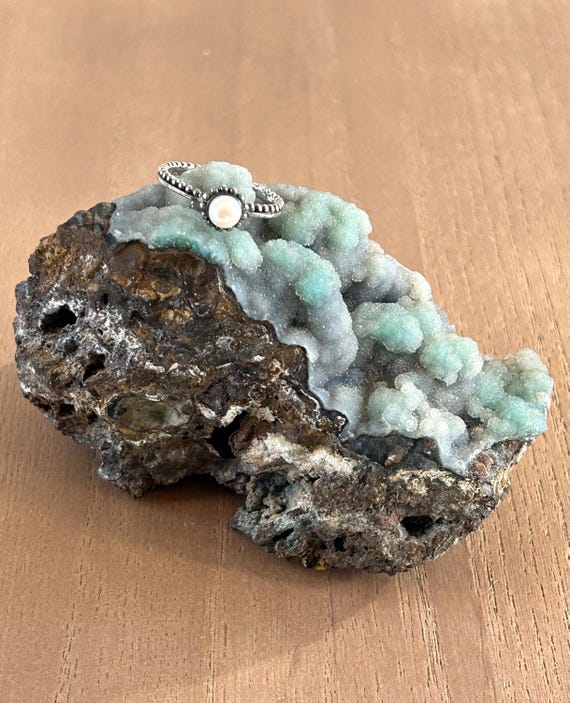 Retired Silpada Pearl Ring Sterling Silver Stacka… - image 1