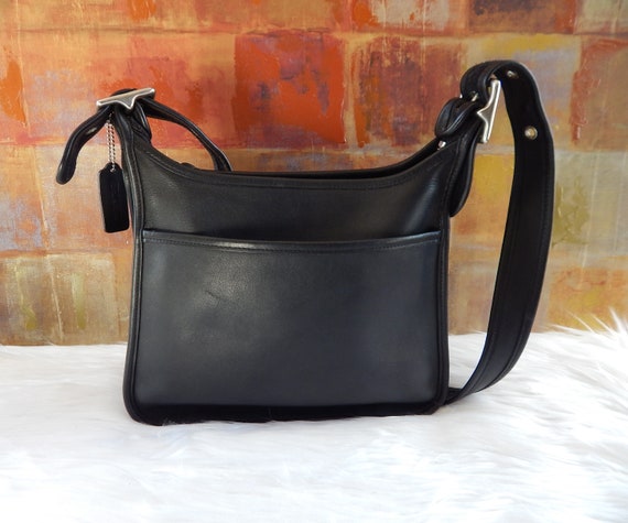 EXC Vintage COACH Legacy Janice Black Leather Nickel Crossbody