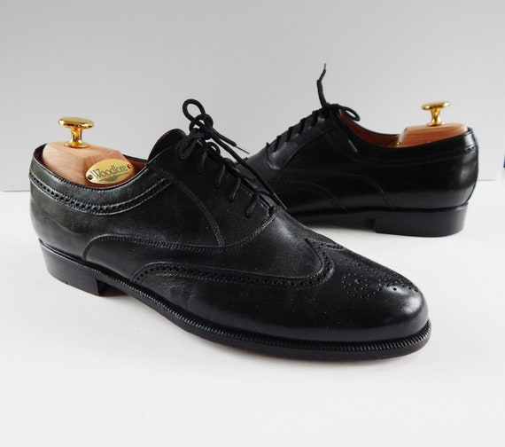 Mens BALLY ITALY Black Leather Wing Tip Oxfords 9