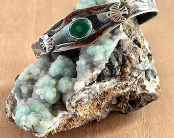 Vintage Small Wrist Navajo Fred Harvey Era Sterling Silver Turquoise Thunderbird Cuff Bracelet
