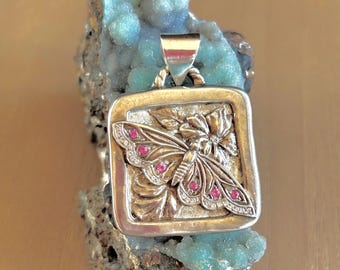 Vintage Seidengang Sterling Pink Butterfly Pendant 18.4 gr