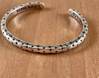 Heavy King Baby Sterling Silver Cuff with Stars