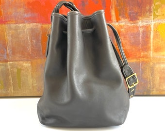 RARE Vintage COACH Legacy Handbag Dark Grey Drawstring Sling Bucket Duffel 9165