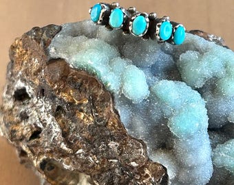 Vintage Zuni Turquoise Petit Point Snake Eye Sterling Ring Sz 7