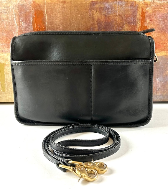 Vintage NYC Coach COMPANION Black Leather Crossbod