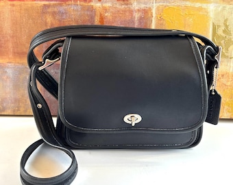 Vintage RARE Coach RAMBLER 2002 Legacy Black Leather 9061 Handbag Nickel Hardware