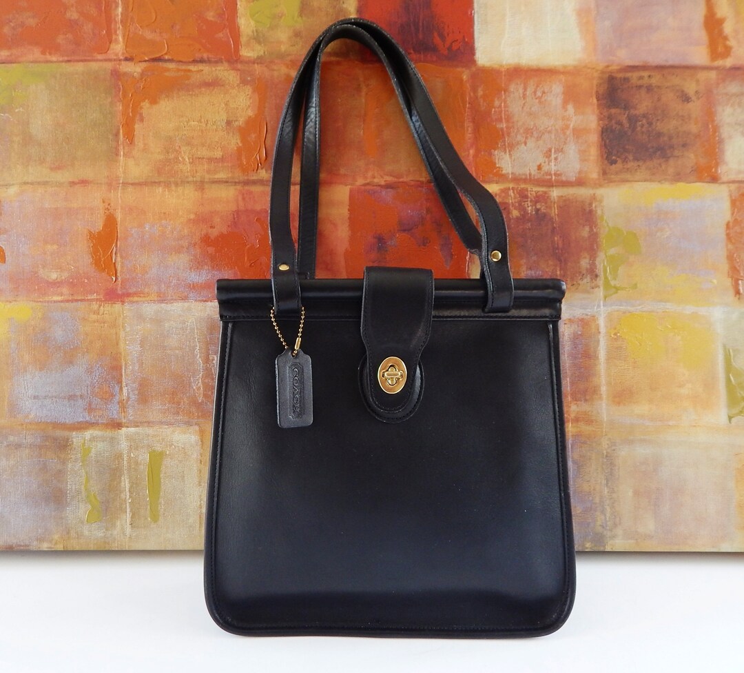 EXC Vintage COACH Handbag WESTON Shopper Black Leather Shoulder Tote